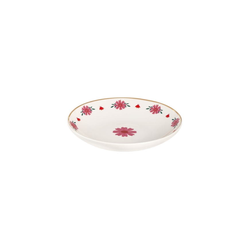 24 darabos porcelán étkészlet, fehér/piros/zöld