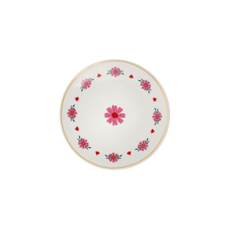 24 darabos porcelán étkészlet, fehér/piros/zöld