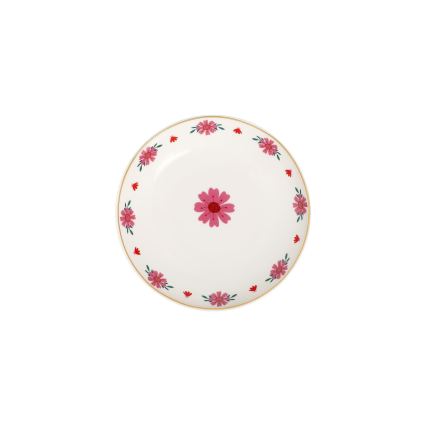 24 darabos porcelán étkészlet, fehér/piros/zöld