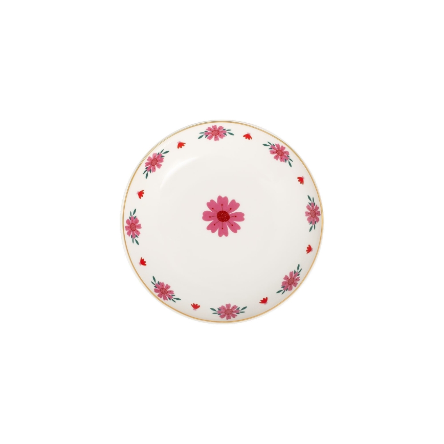 24 darabos porcelán étkészlet, fehér/piros/zöld