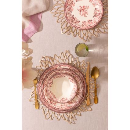 24 darabos porcelán étkészlet, fehér/rózsaszín