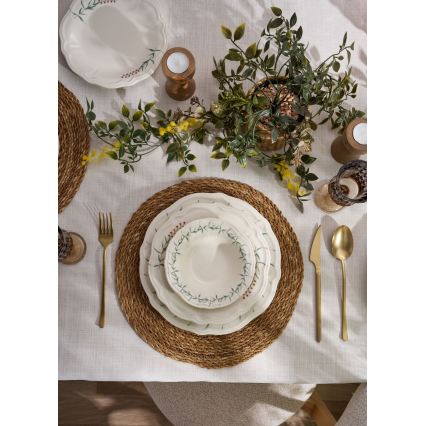 24 darabos porcelán étkészlet, fehér/zöld