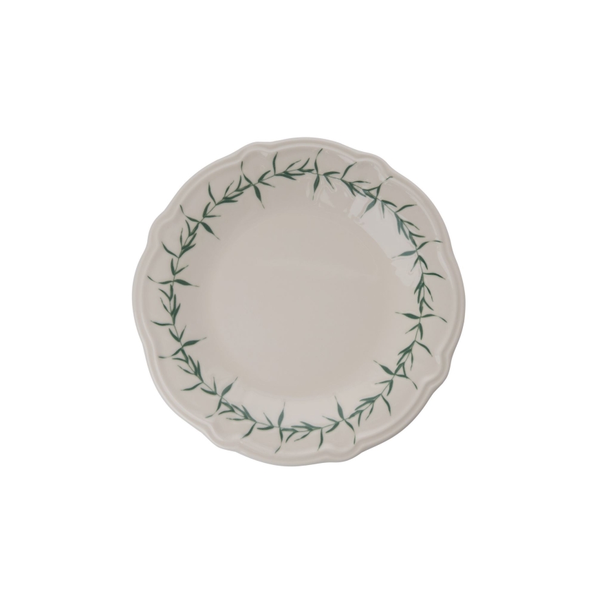 24 darabos porcelán étkészlet, fehér/zöld