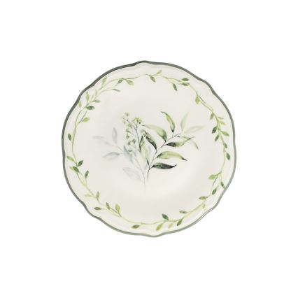 24 darabos porcelán étkészlet fehér/zöld