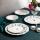 24 darabos porcelán étkészlet, fehér/zöld/piros