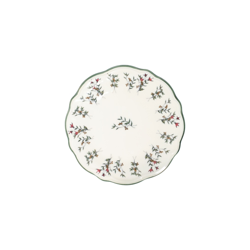 24 darabos porcelán étkészlet, fehér/zöld/piros