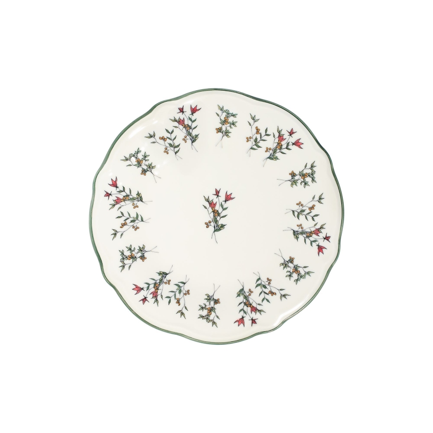 24 darabos porcelán étkészlet, fehér/zöld/piros