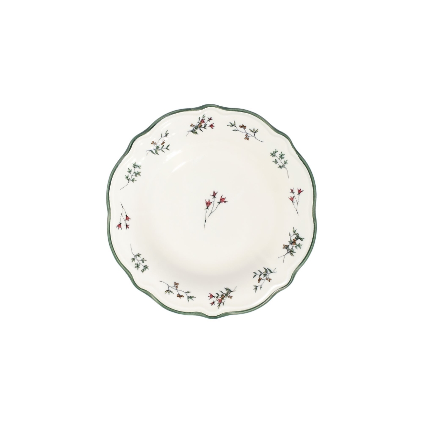 24 darabos porcelán étkészlet, fehér/zöld/piros