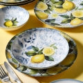 24 darabos porcelán étkészlet kék/sárga/zöld