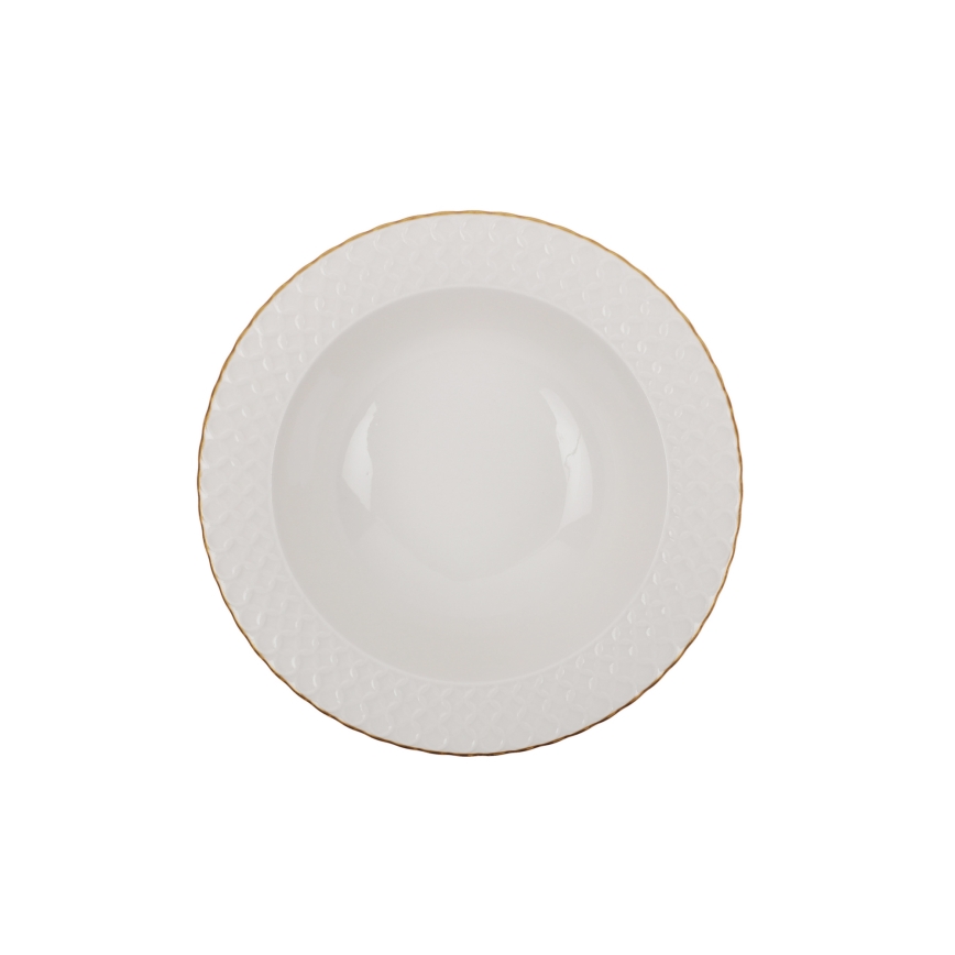 24 darabos porcelán étkészlet — fehér/arany
