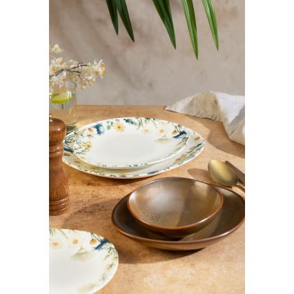 24 darabos színes/barna porcelán étkészlet