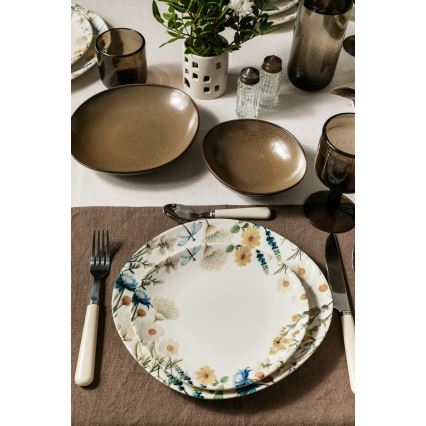 24 darabos színes/barna porcelán étkészlet