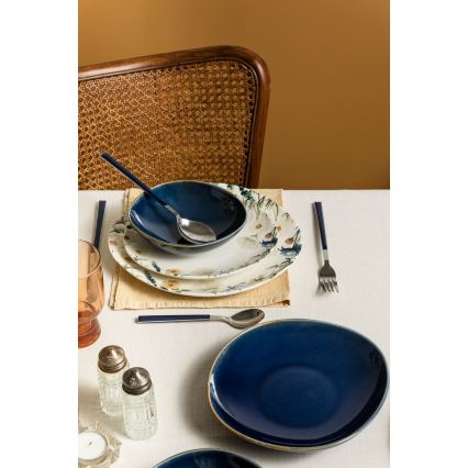 24 darabos színes/kék porcelán étkészlet