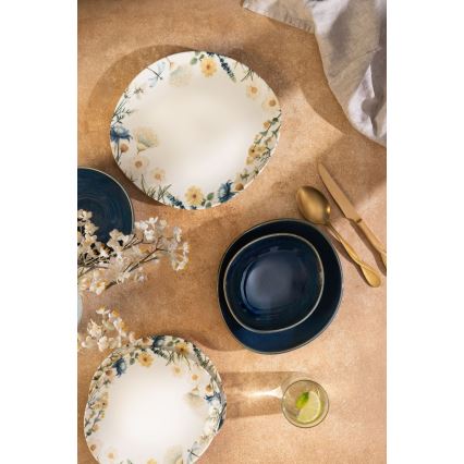 24 darabos színes/kék porcelán étkészlet