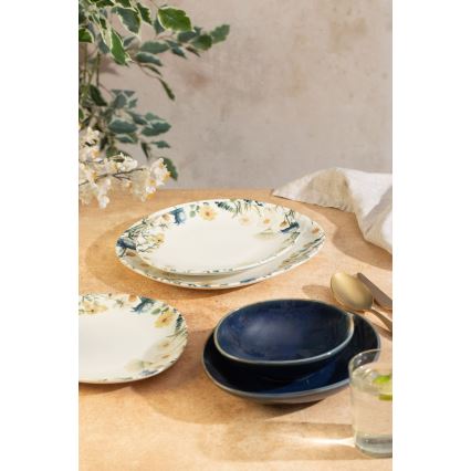 24 darabos színes/kék porcelán étkészlet