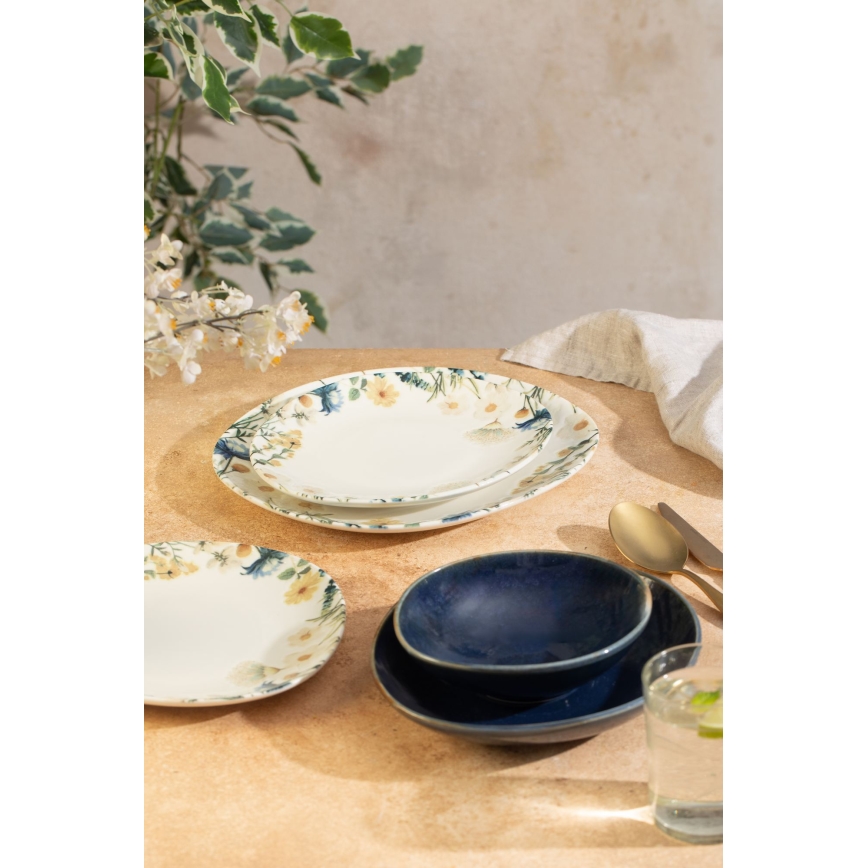 24 darabos színes/kék porcelán étkészlet