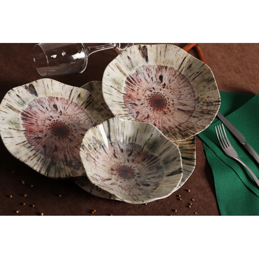 24 darabos színes porcelán étkészlet