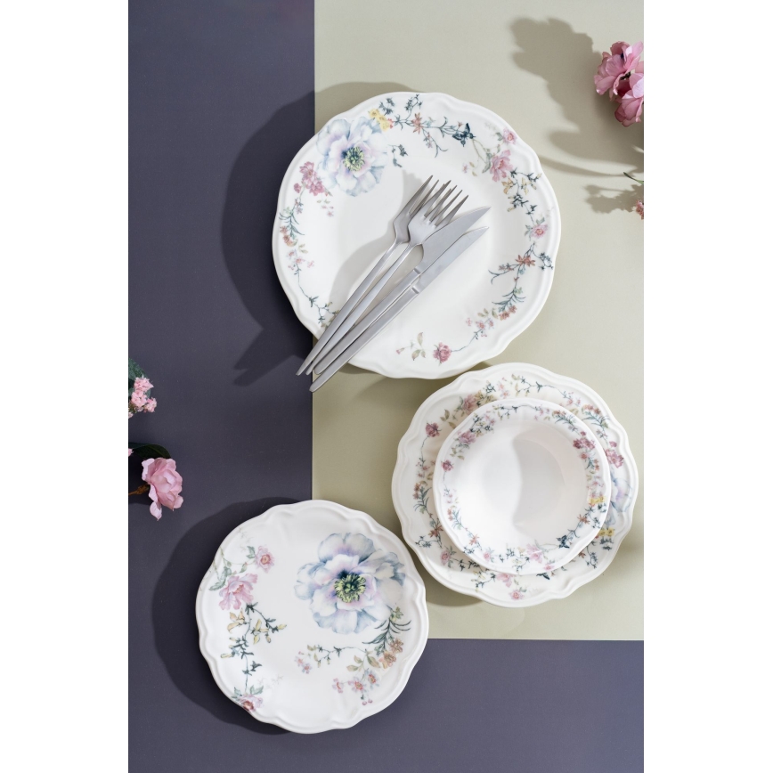 24 darabos színes porcelán étkészlet