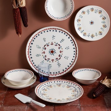 24 darabos színes porcelán étkészlet