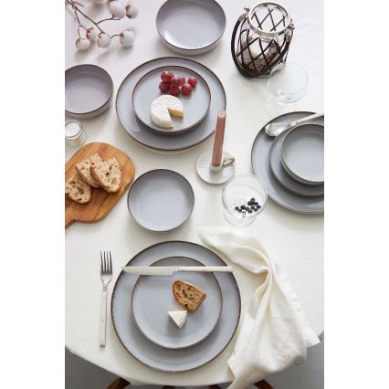 24 darabos szürke porcelán étkészlet