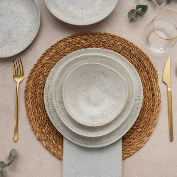 24 darabos szürke porcelán étkészlet