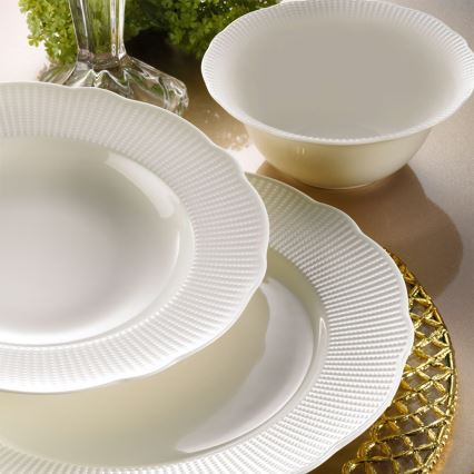 24 db-os étkészlet, fehér porcelán