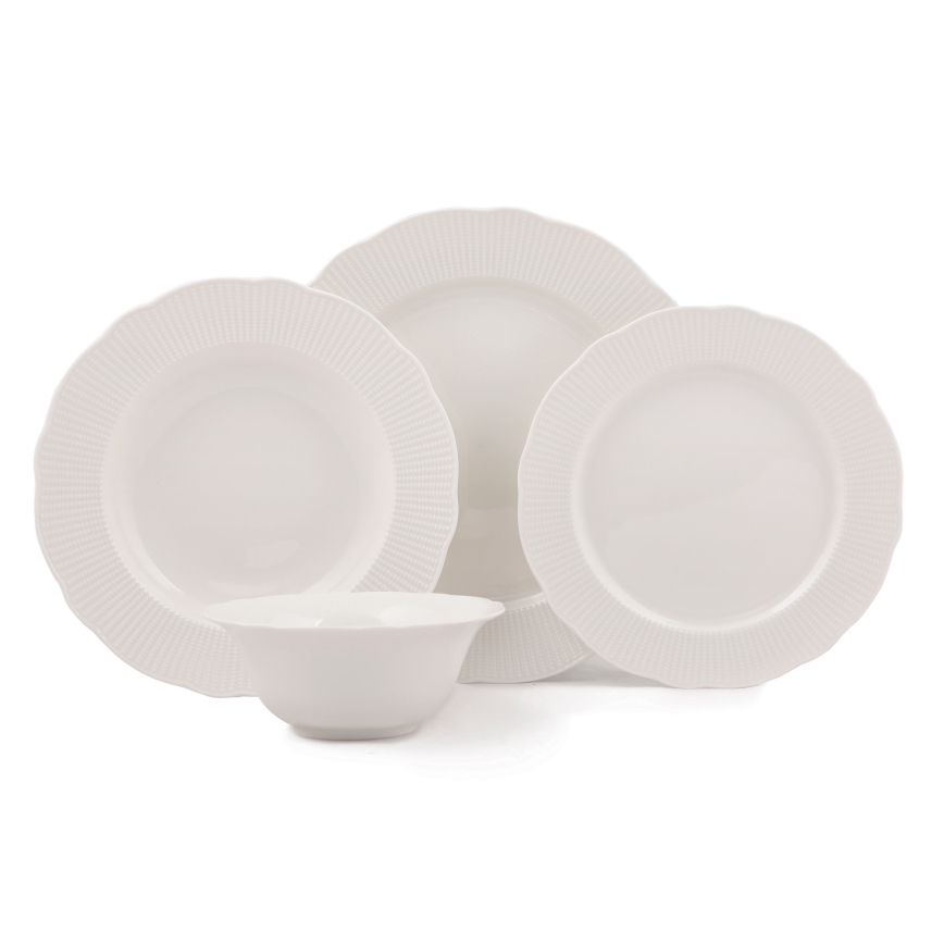 24 db-os étkészlet, fehér porcelán