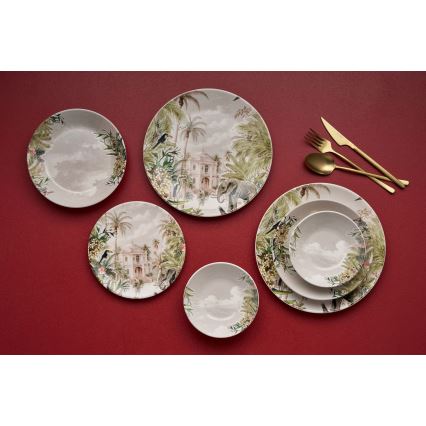 24 részes, élénk színű kerámia étkészlet