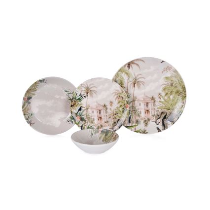 24 részes, élénk színű kerámia étkészlet