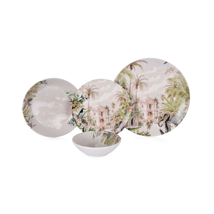 24 részes, élénk színű kerámia étkészlet