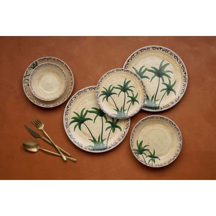 24 részes, élénk színű kerámia étkészlet