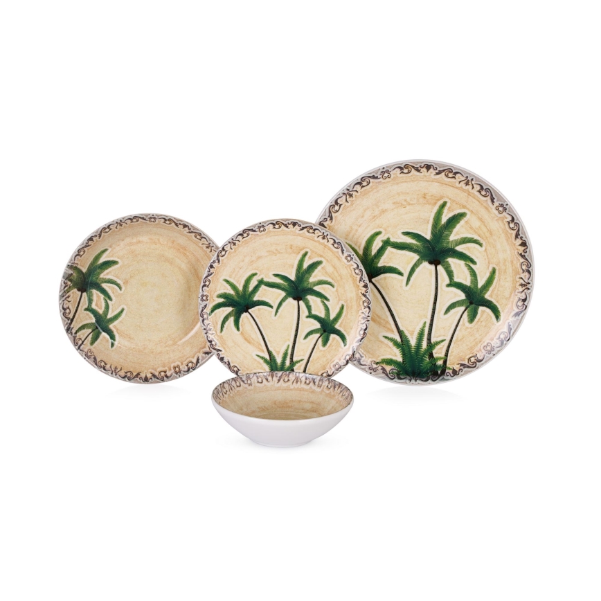 24 részes, élénk színű kerámia étkészlet