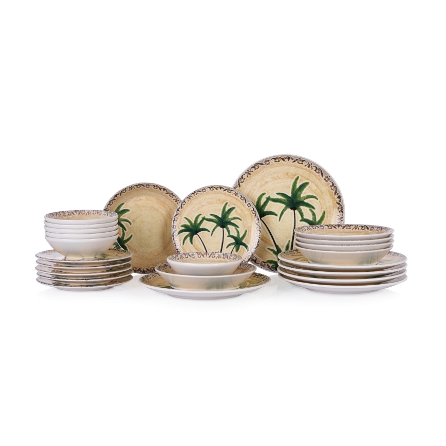 24 részes, élénk színű kerámia étkészlet