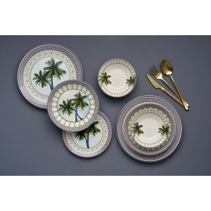 24 részes, élénk színű kerámia étkészlet