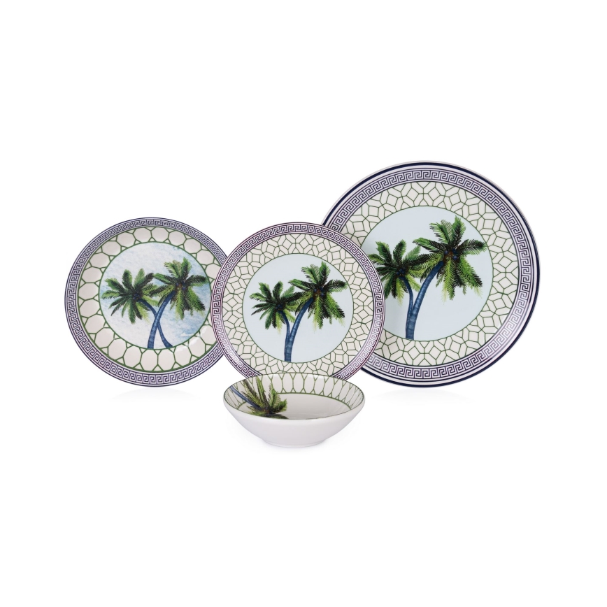 24 részes, élénk színű kerámia étkészlet