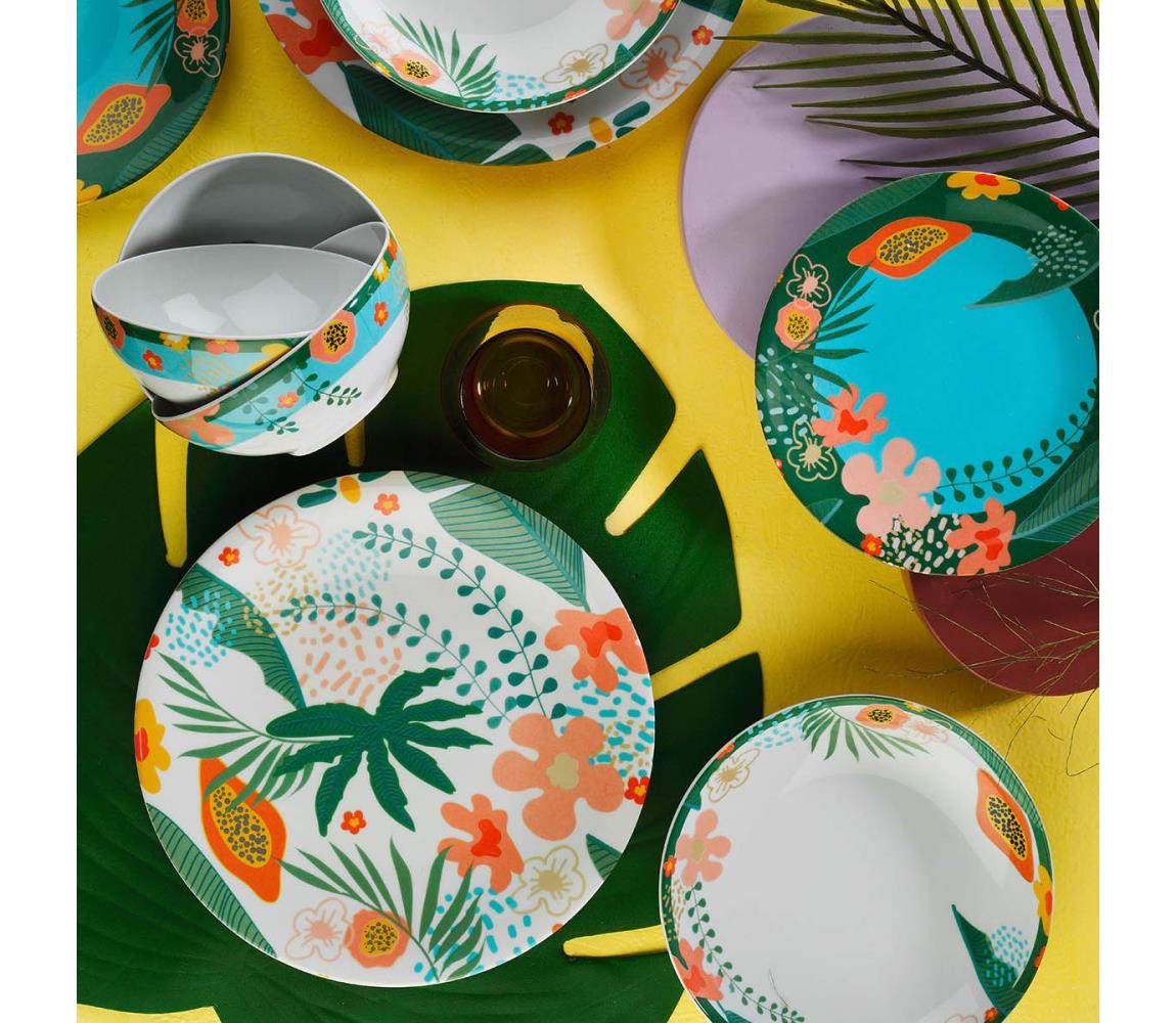 24 részes, élénk színű porcelán étkészlet 710KTP3507