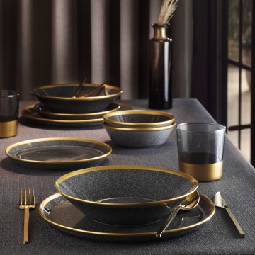 24 részes étkészlet antracit/arany/porcelán