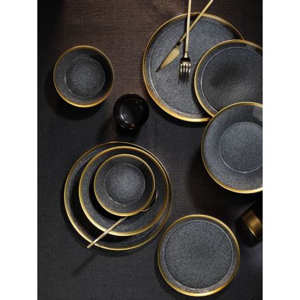 24 részes étkészlet antracit/arany/porcelán