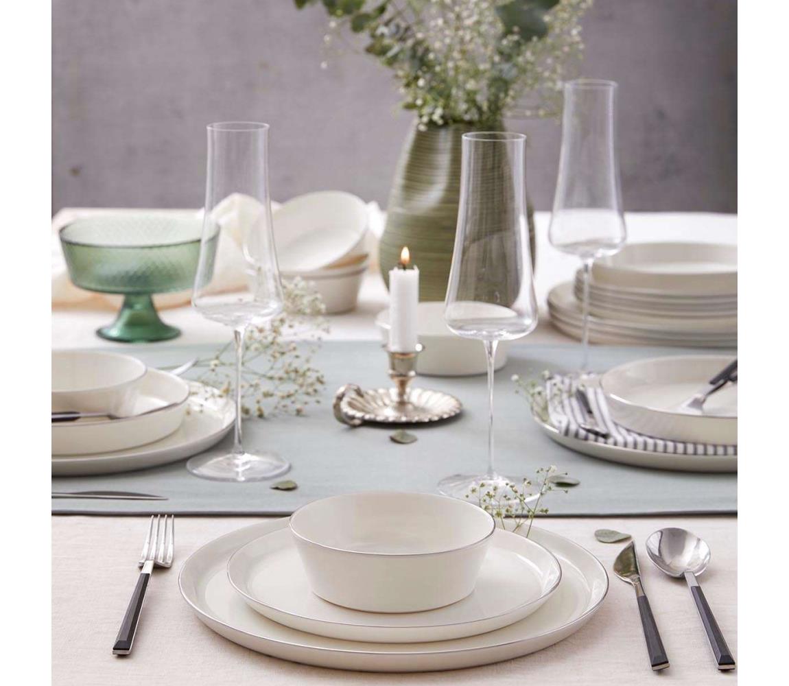 24 részes étkészlet fehér/ezüst/porcelán 710KTP4538