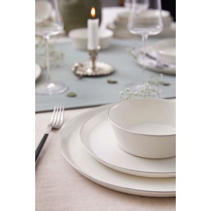 24 részes étkészlet fehér/ezüst/porcelán