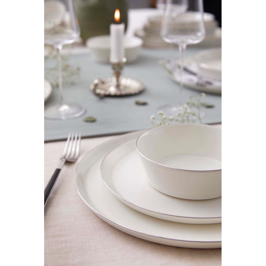 24 részes étkészlet fehér/ezüst/porcelán