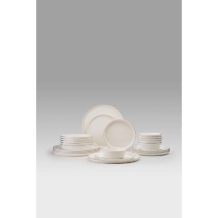 24 részes étkészlet fehér/ezüst/porcelán