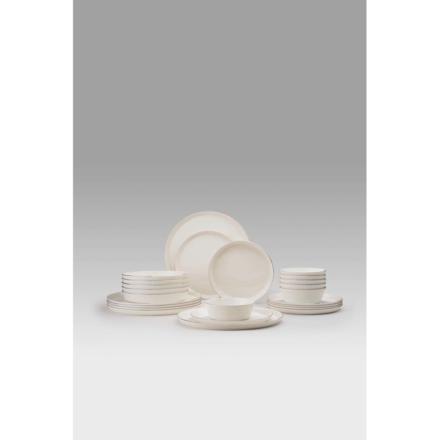 24 részes étkészlet fehér/ezüst/porcelán