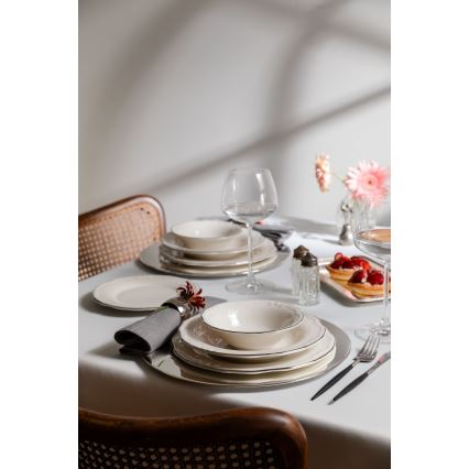 24 részes étkészlet, fehér/ezüst/porcelán