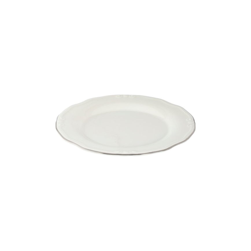 24 részes étkészlet, fehér/ezüst/porcelán