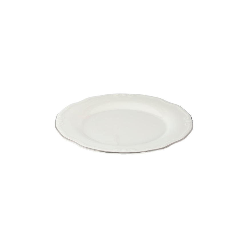 24 részes étkészlet, fehér/ezüst/porcelán