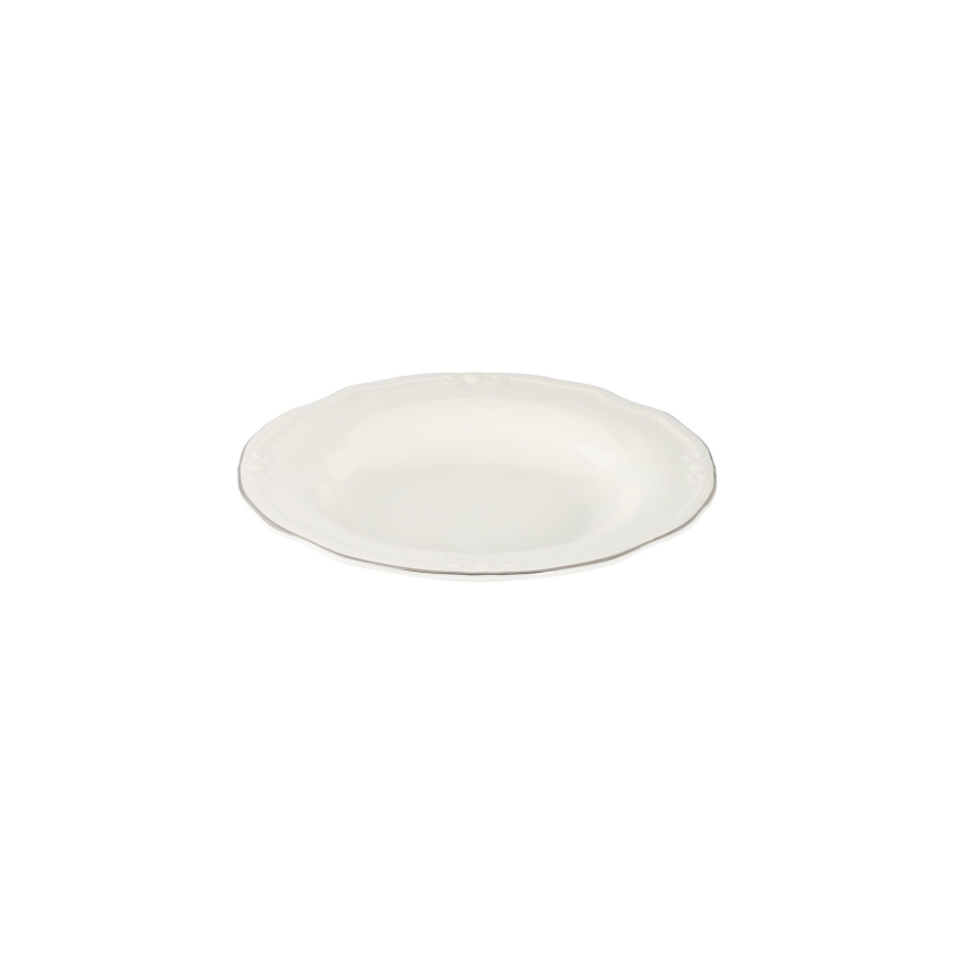 24 részes étkészlet, fehér/ezüst/porcelán