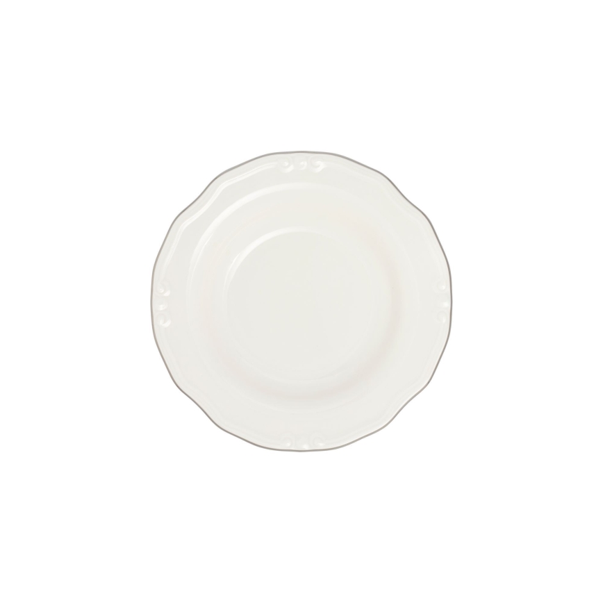 24 részes étkészlet, fehér/ezüst/porcelán