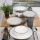 24 részes étkészlet, fehér/fekete, porcelán