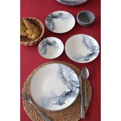 24 részes étkészlet fehér/fekete/porcelán